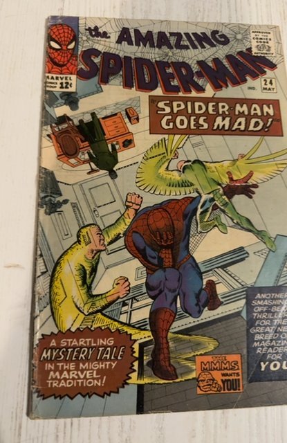 The Amazing Spider-Man #24 (1965)Vulture, Sandman, Mystetio foxing/tanning