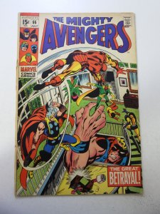 The Avengers #66 (1969) FR Condition 2/3 book length spine split cover detached