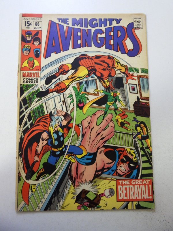 The Avengers #66 (1969) FR Condition 2/3 book length spine split cover detached