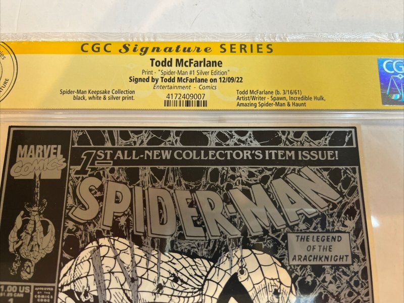 Spider-Man Keepsake (1990) # 1 (CGC SS) Silver Edition | Signed McFarlane