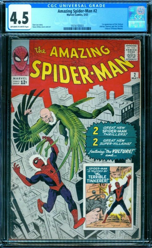 Amazing Spider-Man 2  CGC 4.5  1st Vulture ow/w pages!