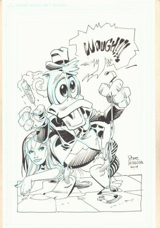 Howard the Duck with Babe Commission - 2014 Signed art by Steve Leialoha 