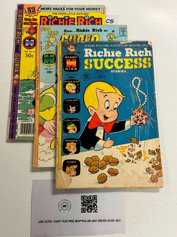 3 Richie Rich Harvey Comic Books # 10 11 45 99 CT8