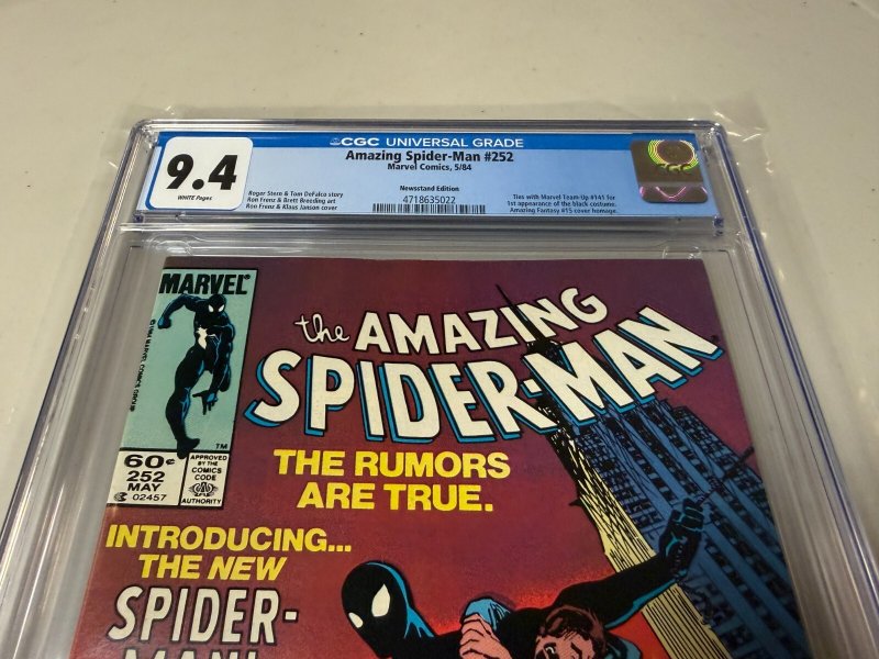 Amazing Spider-Man # 252 CGC Graded 9.4 Marvel Comic Book Black Suit 1984 JH31