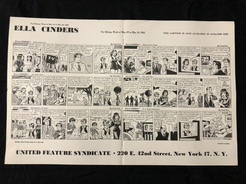 Ella Cinders Newspaper Comic Dailies Proof Sheet 5/19/1952