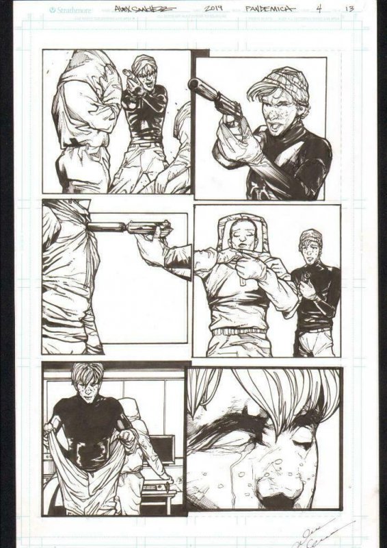 Pandemica #4 pg 13 Original Art Alex Sanchez bestselling author Jonathan Maberry