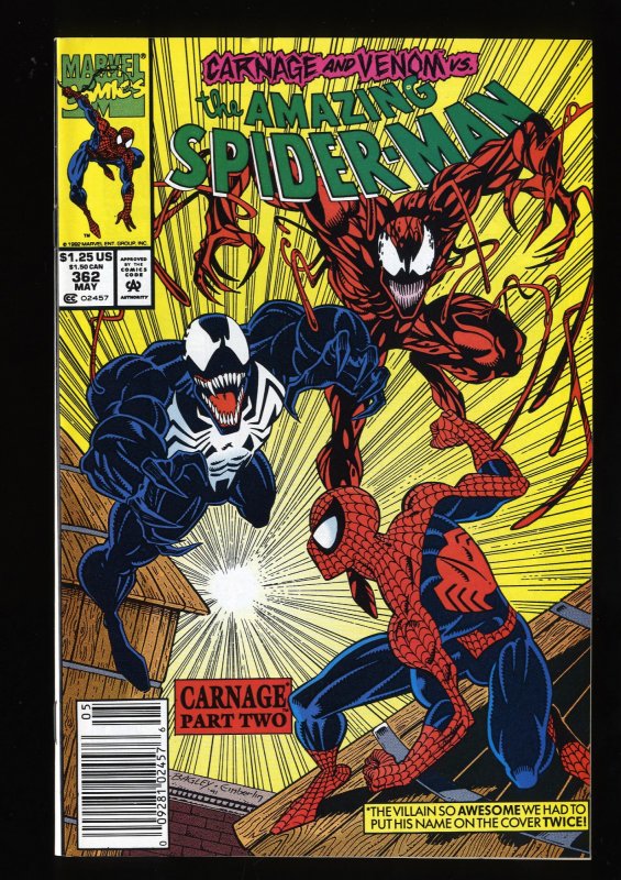 Amazing Spider-Man #362 NM+ 9.6 2nd Carnage!