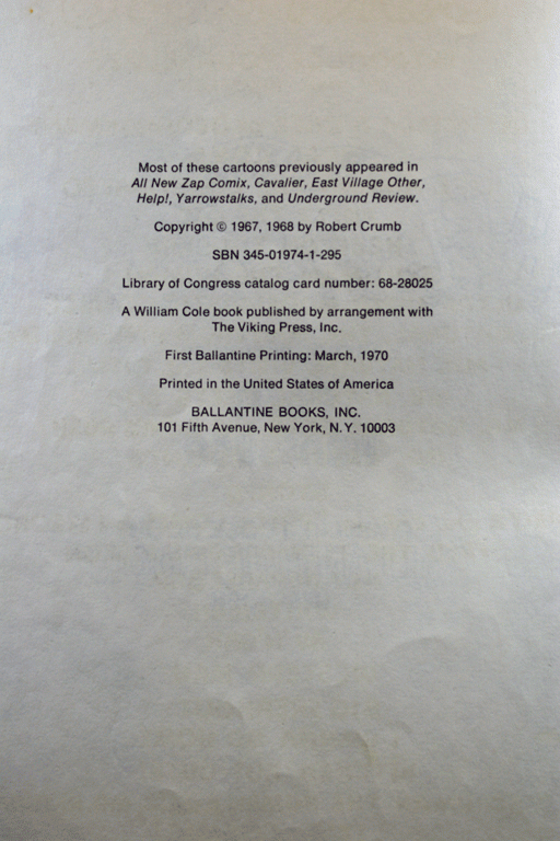 R. Crumb Head Comix First Printing March 1970