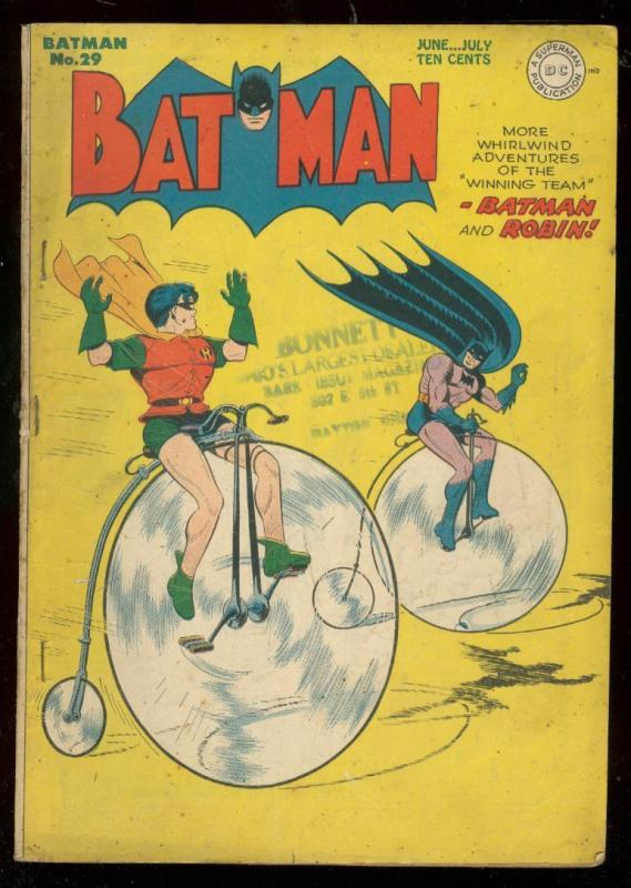 BATMAN #29 1945-BICYCLE COVER-DC COMICS VG