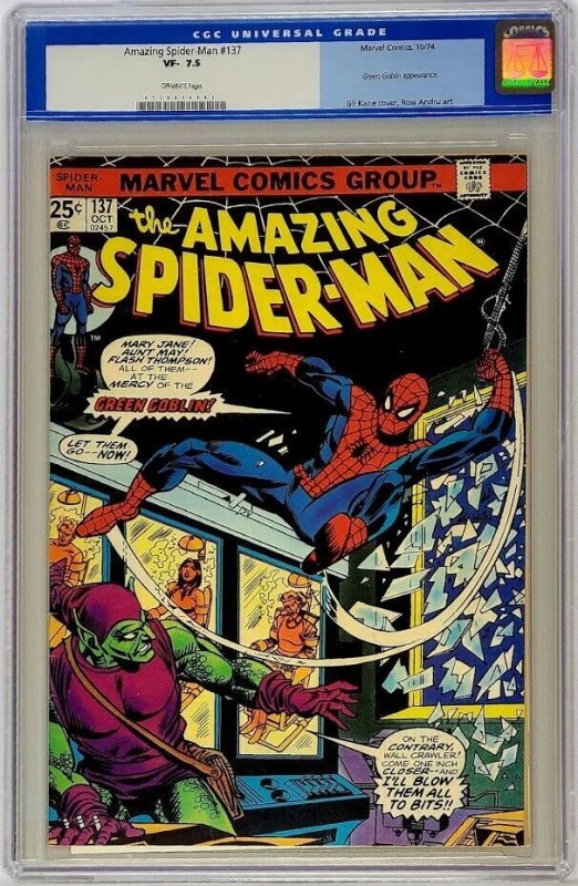 Amazing Spiderman 137 Marvel 1974 CGC 7.5 2nd Harry Osborn Green Goblin App Key