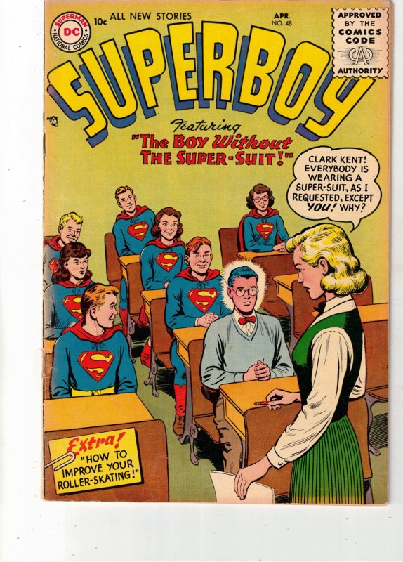 Superboy #48 (1956) Clark can't wear costume to class VF- Wythville CERT...