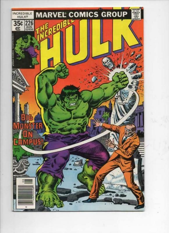 HULK #226, VF+, Incredible, Bruce Banner, Campus Monster, 1968 1978, Marvel