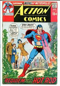 ACTION COMICS #394-SUPERMAN-DC-Burning money cover! VG