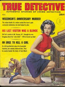 True Detective 11/1961-MacFadden-spicy woman robs safe in Paul Rader cover-ur...