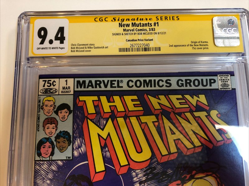 New Mutants (1983) # 1 (CGC 9.4) Signed & Sketch Bob McLeod | CPV Canadian Price