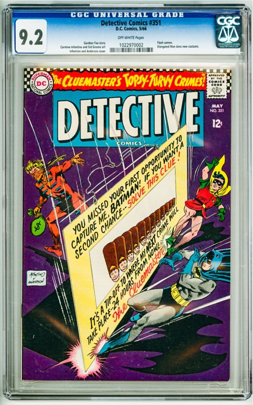 Detective Comics #351 (1966) CGC 9.2! OW Pages!