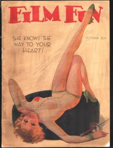 MAG: Film Fun 10/1933-Pin-up girl cover-Gags-jokes-comics-movie star pix-Jean...