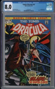 Tomb of Dracula 10 CGC 8.0 VF WHITE PAGES 1st App Blade the Vampire Slayer KEY!