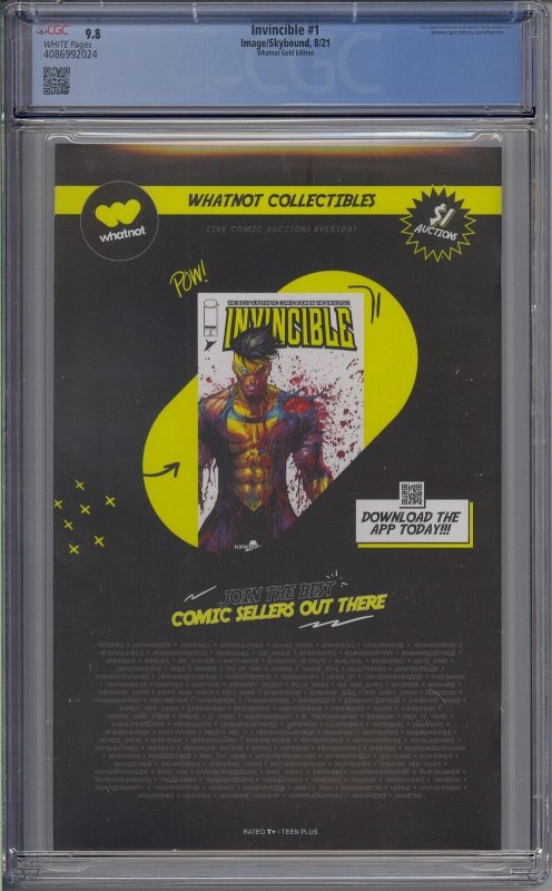 INVINCIBLE #1 CGC 9.8 WHATNOT EXCLUSIVE GOLD EDITION