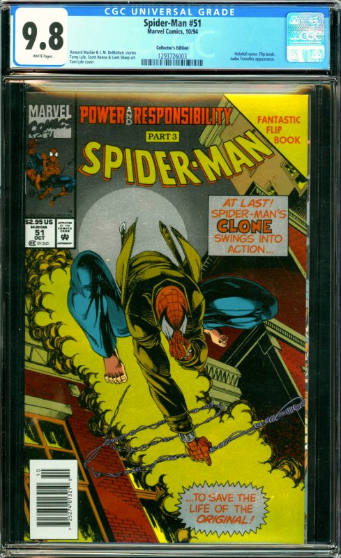 Spider-Man #51 CGC Graded 9.8 Holofoil Cover. Judas traveller appearance 