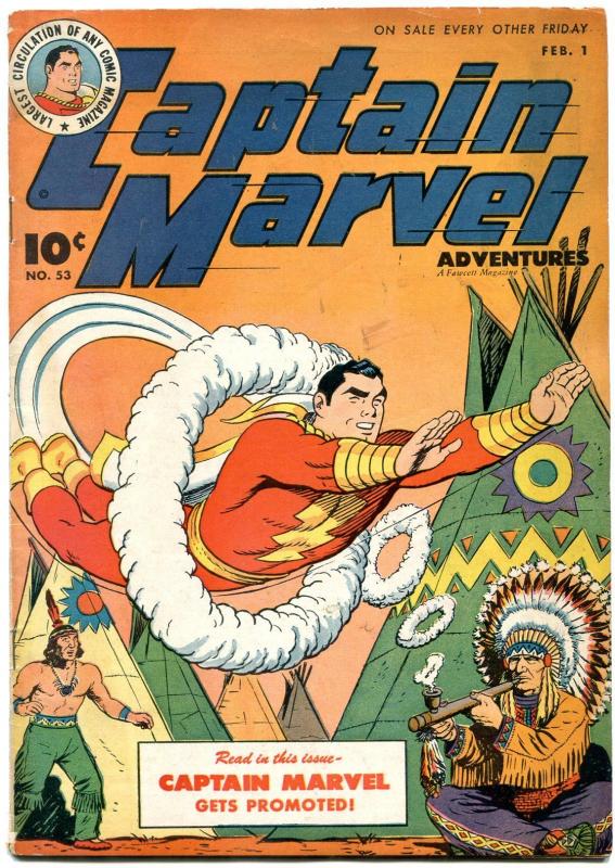 Captain Marvel Adventures #53 1946- Peace Pipe cover- Golden Age FN-