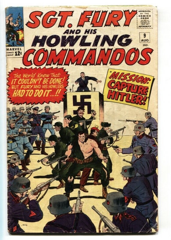 SGT FURY AND HIS HOWLING COMMANDOS-#9-1964-MARVEL-KIRBY ART-WWII-HITLER 