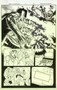 New Warriors #13 p.14 The Destroyer 1/2 Splash Action Signed art by Reilly Brown