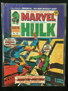 THE MIGHTY WORLD OF MARVEL #102 UK 1974 FEATURES THE HULK AND DAREDEVIL G-VG