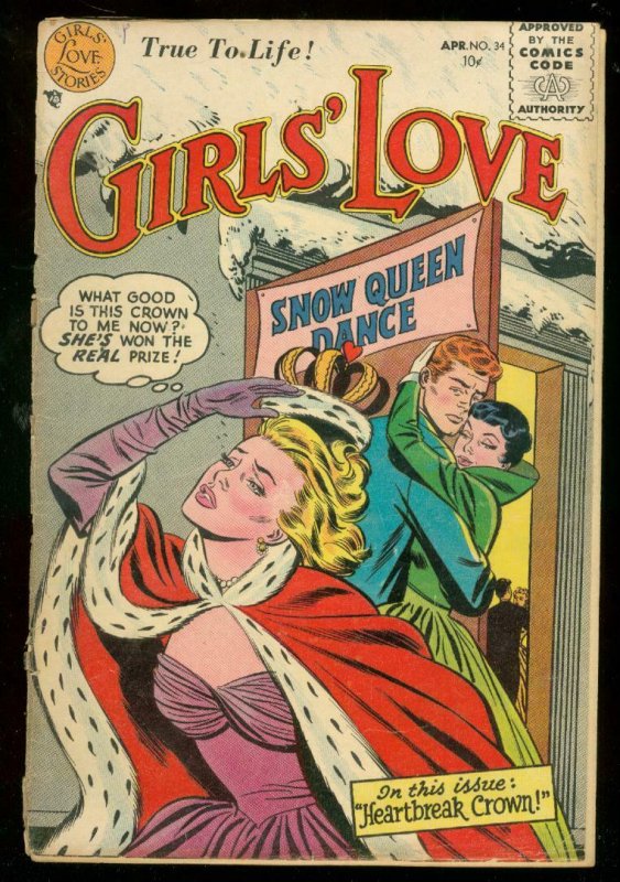 GIRLS LOVE STORIES #34 1955-ROMANCE-FIRST CODE ISSUE-DC FR/G