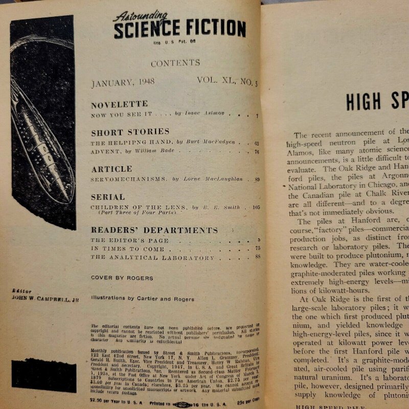 Astounding Science Fiction Vol 40 #5 VG+ (Jan 1948) Asimov, L Ron Hubbard | Pulp