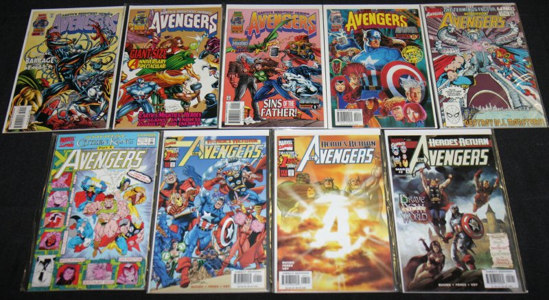 Marvel Bronze-Modern AVENGERS TITLES 90pc Mid-High Grade Comic Lot VF-NM