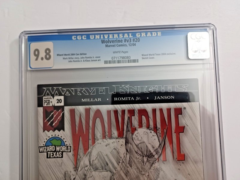 Wolverine vol.3 #20 - Wizard World Texas Exclusive Romita jr sketch - CGC 9.8