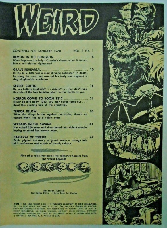 mm Weird (1966 Mag; Eerie) v2, #5vg (says v3, 1 inside), 6vg Set (2 books)