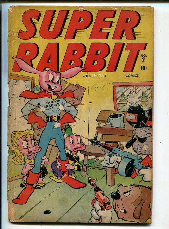 Super Rabbit #2 1944-Timely-Super Rabbit-WWII-Nazis-Tommy Gun-G MINUS