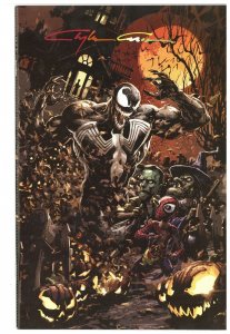 VENOM #1 CLAYTON CRAIN HALLOWEEN VARIANT TRADE/VIRGIN INFINITY SIGNED SET W/COA.