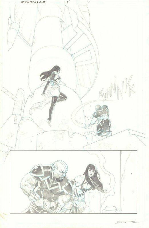 Eternals #4 p.1 - Sersi & Phastos Splash - 2021 Signed art by Esad Ribic