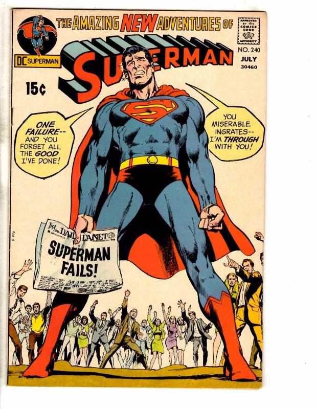 Superman # 240 FN/VF DC Comic Book Giant Krypton Superboy Batman Flash Atom J249