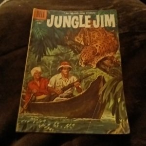 JUNGLE JIM #8 1956 DELL COMIC Silver Age PAINTED LEOPARD COVER