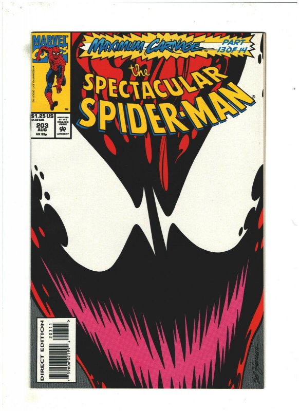 Spectacular Spider-man #203 NM- 9.2 Marvel 1993 Maximum Carnage pt.13, Venom