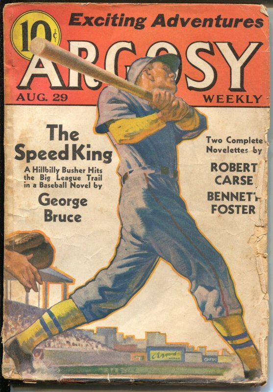 Argosy 8/29/1936-Munsey-baseball-Johnston McCulley-George Bruce-VG-