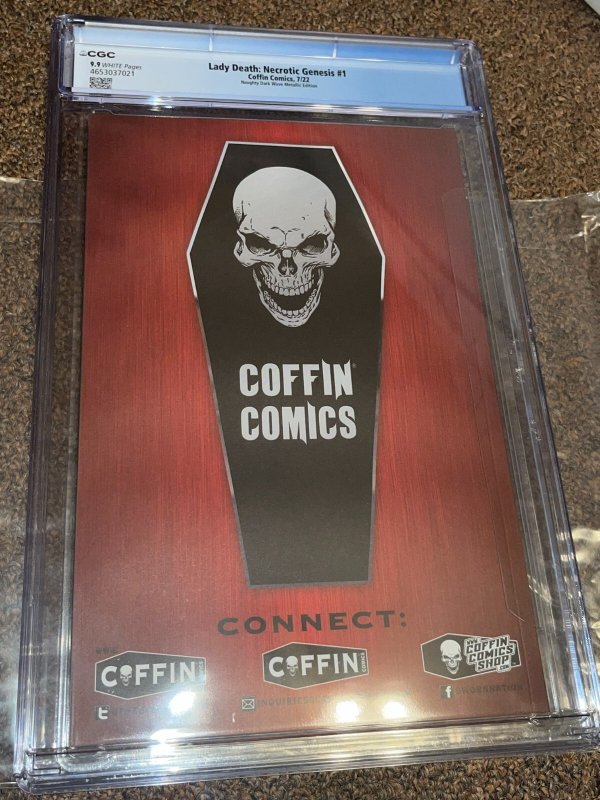 Lady Death Necrotic Genesis 1, Dark Wave Metallic Variant CGC 9.9, NT 9.8 Ltd 60