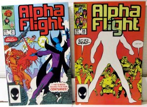 Alpha Flight Lot 2 #21, 25 1985 Marvel Puck Marrina Snowbird Aurora Comics