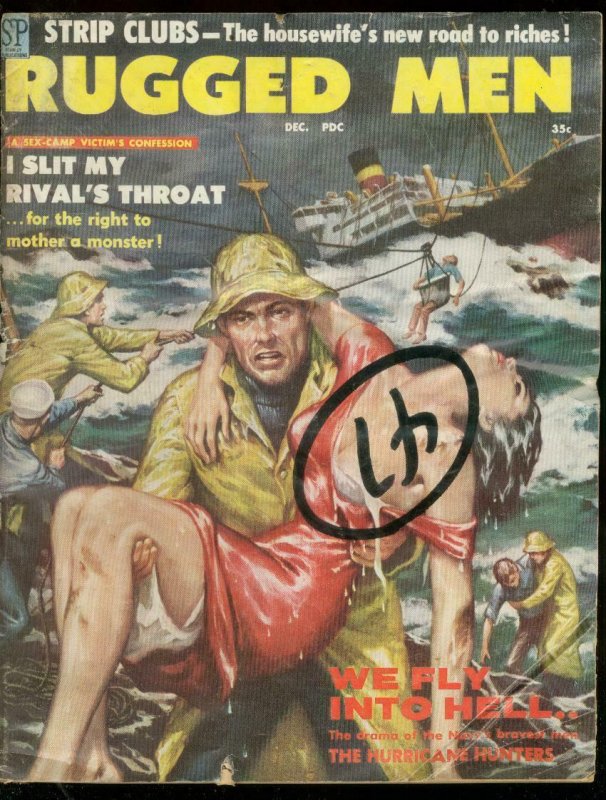 RUGGED MEN DEC 1958-SPICY SHIPWRECK ART-NORMAN SAUNDERS G