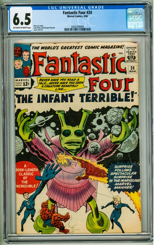 Fantastic Four #24 (1964) CGC 6.5! OWW Pages!