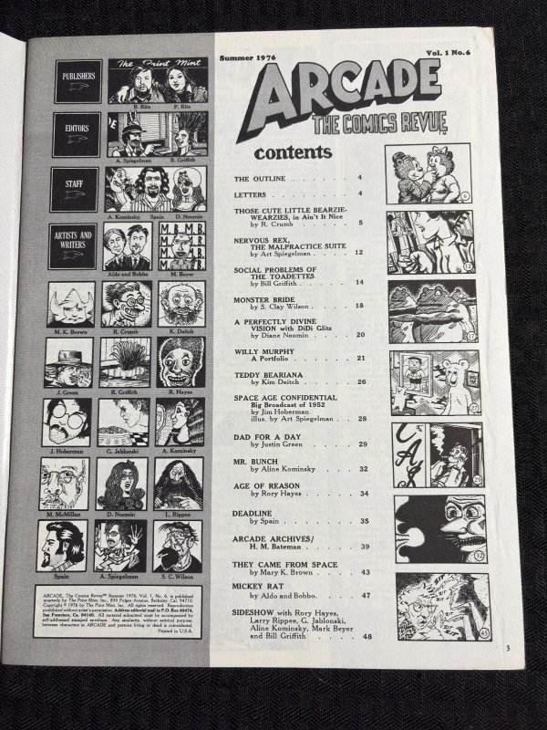 1976 ARCADE COMICS REVUE Magazine #6 FVF 7.0 R Crumb / Print Mint