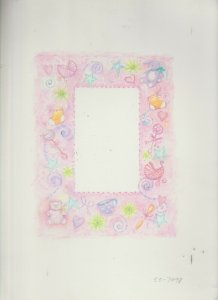 NEW BABY Cute Stuffed Animals Hearts & Stars 9x12 Greeting Card Art #EO-7098