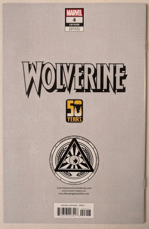 WOLVERINE #4 NM GRASETTI UNKNOWN COMICS  EXCLUSIVE TRADE AND VIRGIN SET