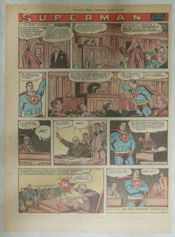 Superman Sunday Page #927 by Wayne Boring from 8/4/1957 Size ~11 x 15 inches