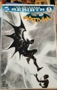 Batman #1 Rebirth DF BW Variant Comic Book 2016 - DC w/ COA Dynamic Forces