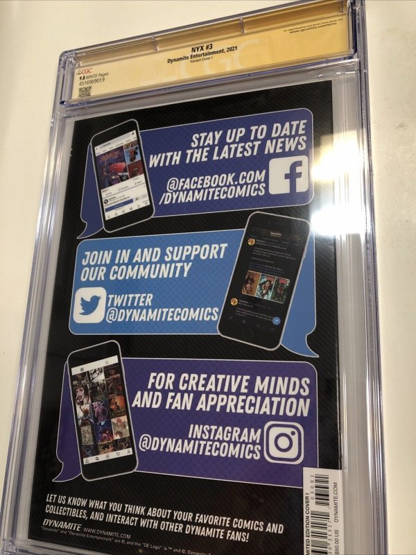 NYX (2021) # 3 (CGC 9.8 SS) Signed Rose Besch *  Dynamite Census = 1